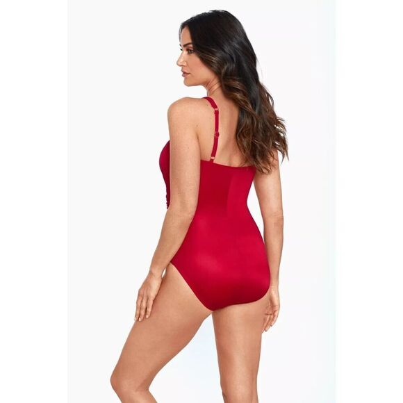 New MIRACLESUIT Grenadine Red Rock Solid Europa One-Piece Swimsuit US 14 - Picture 3 of 3